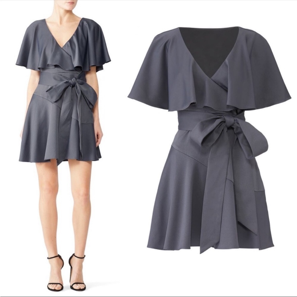 Elliatt NWT Grey Silver Haven Mini Dress Size XS‎ Tie Bow Waist